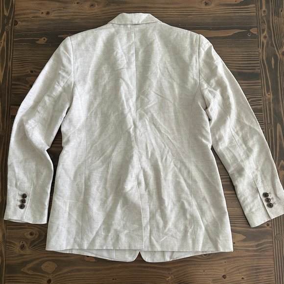 Women's LOFT Beige Linen Blend Blazer Jacket Size 6 Single Button Lightweight - Picture 8 of 10